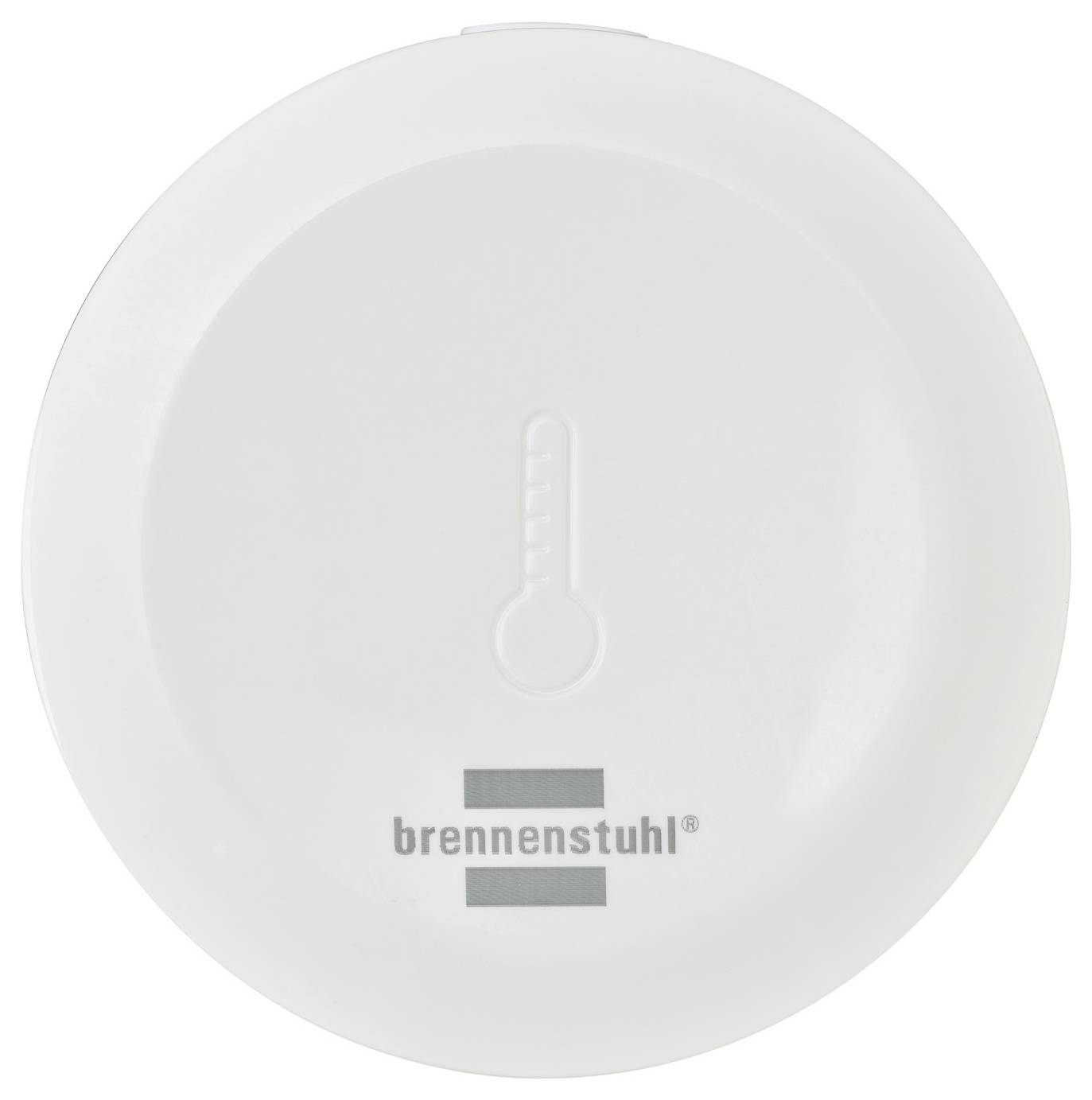 White circular Brennenstuhl device with a thermometer icon on the front, likely a temperature monitor or sensor.