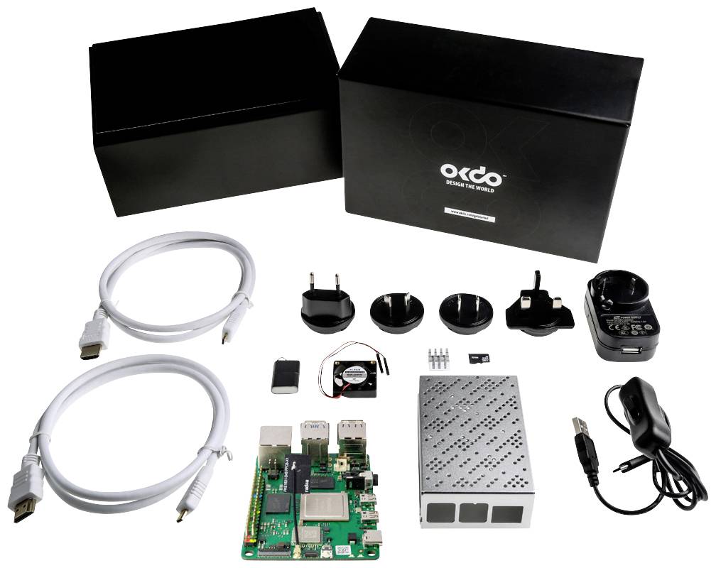 Radxa Starter Kit Rock 4 C+ 4 GB 6 x PSU, HDMI cable, Housing