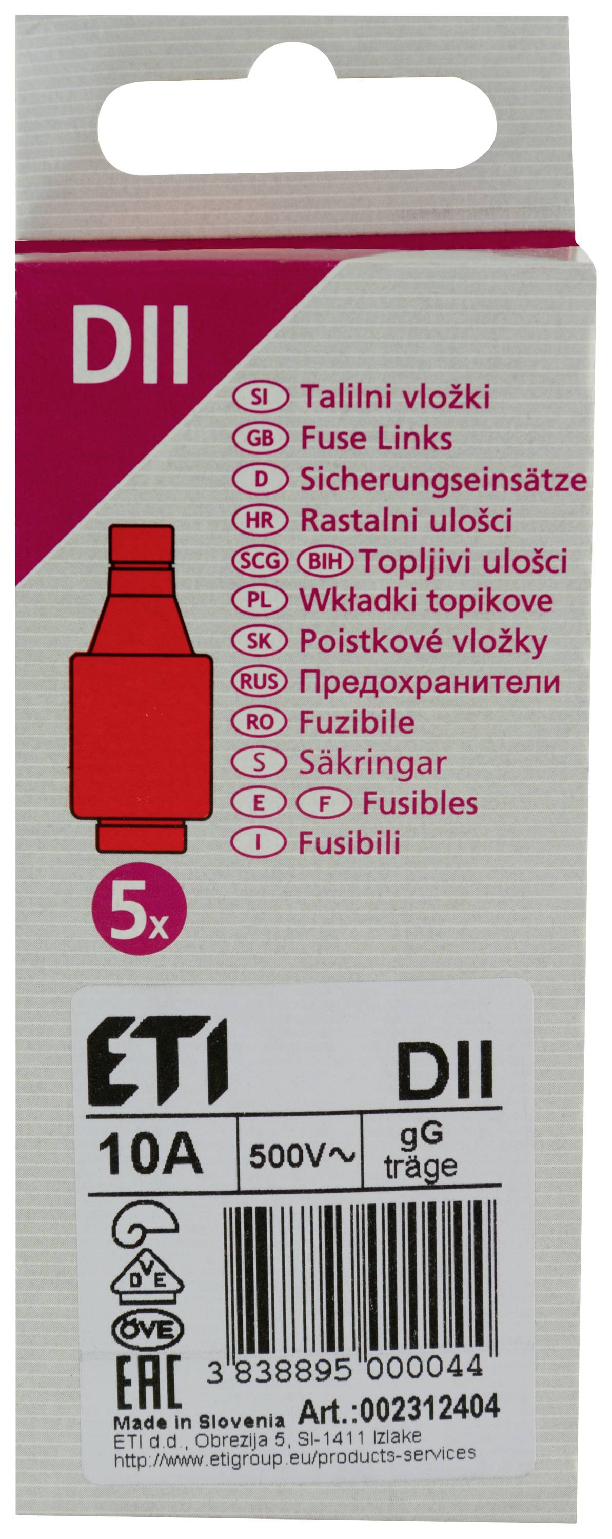 REV 0515085555 DIAZED fuse Fuse size = DII 10 A 500 V 5 pc(s)