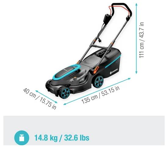 GARDENA PowerMax 37/1800 G2 Mains Lawn mower Height-adjustable folding handle