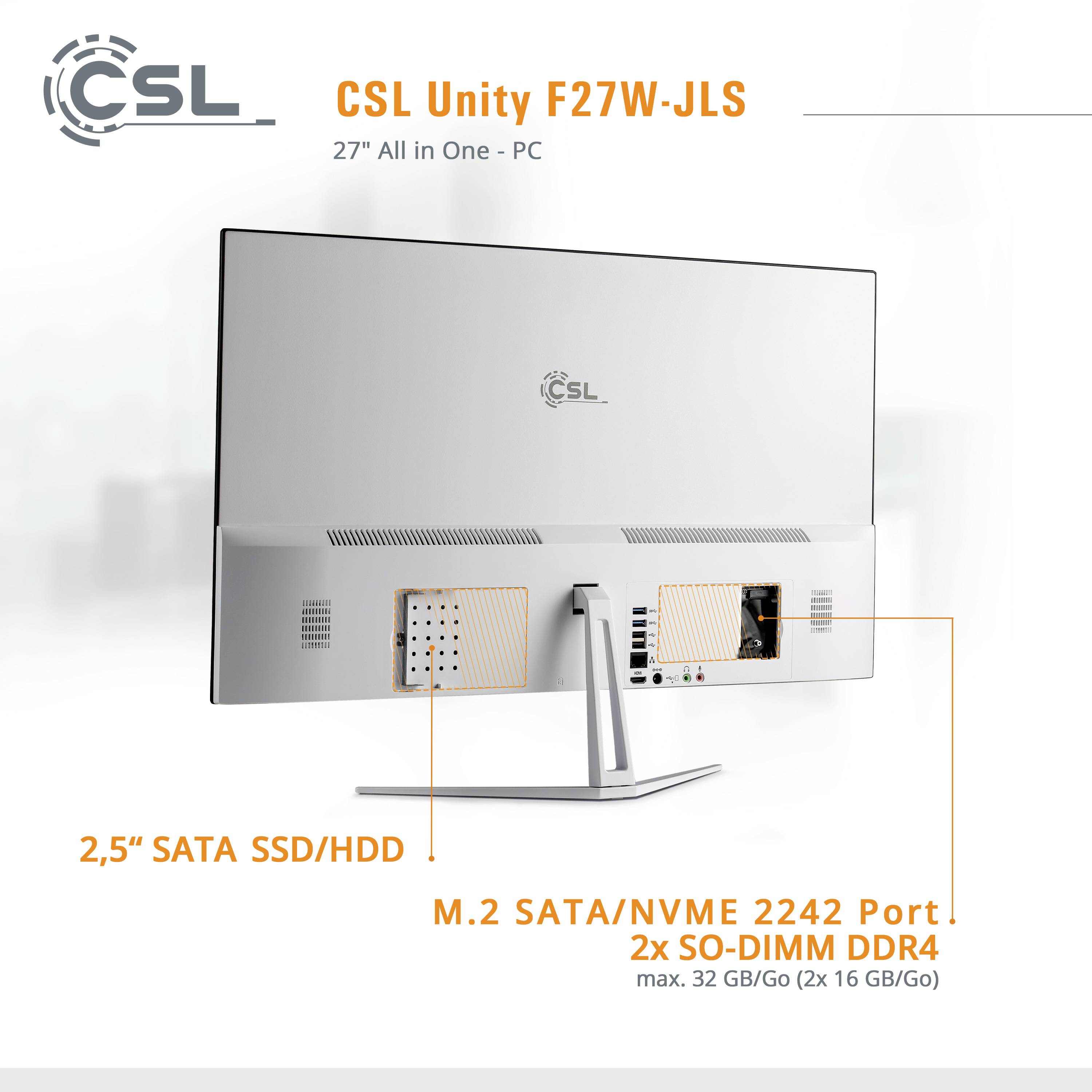 CSL Computer All-in-one PC Unity F27W-JLS 68.6 cm (27 inch) Full HDIntel® Pentium®N600016 GB RAM512 GB SSDIntelUHD graphicsWin 11