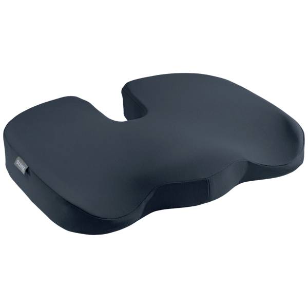 Black ergonomic U-shaped seat cushion for pressure relief and improving posture when sitting on chairs or office chairs.