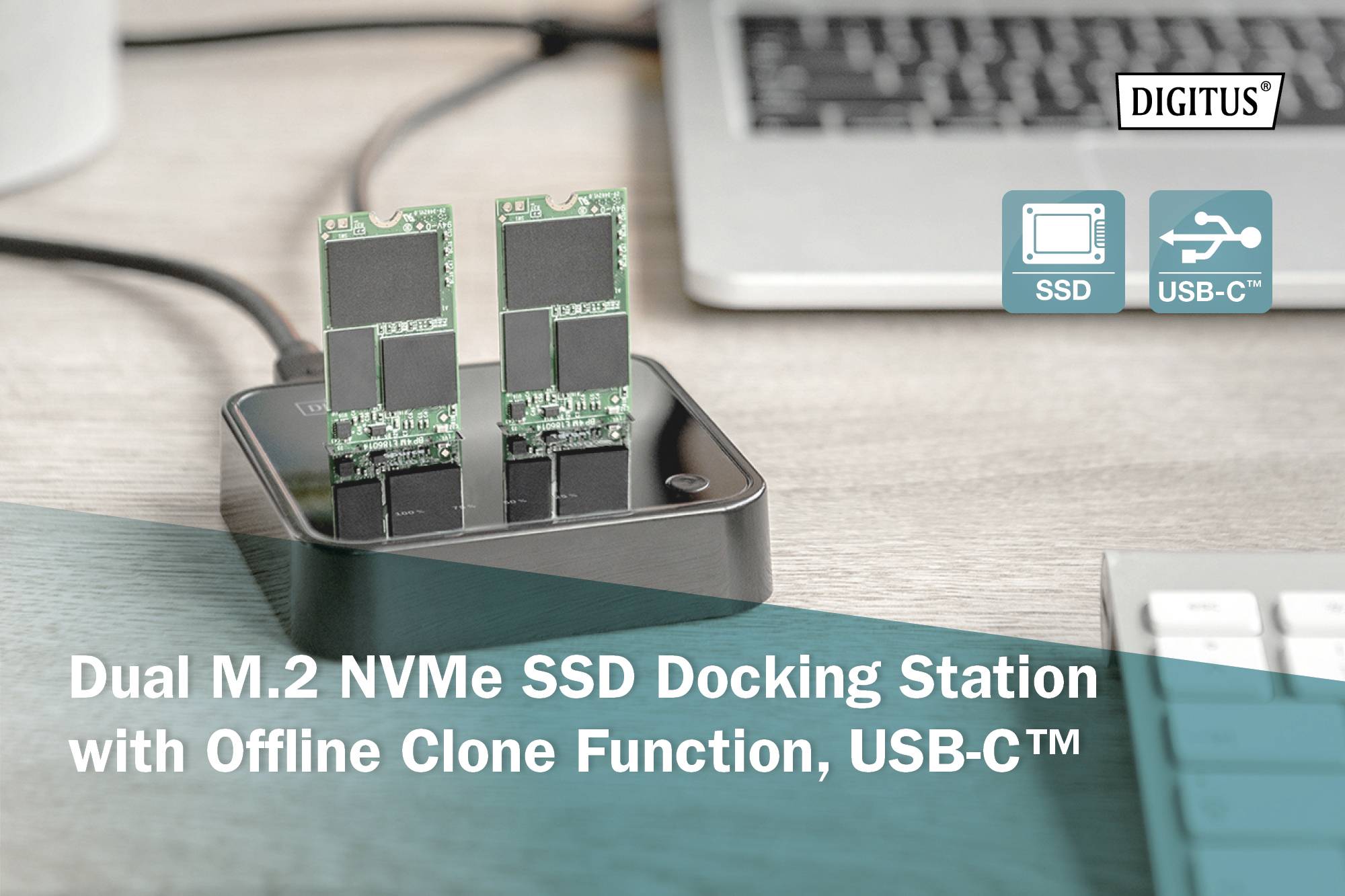 Digitus DA-71545 USB C® (USB 3.2 2nd gen) M.2 PCIe NVMe, M.2 HDD docking station Clone function