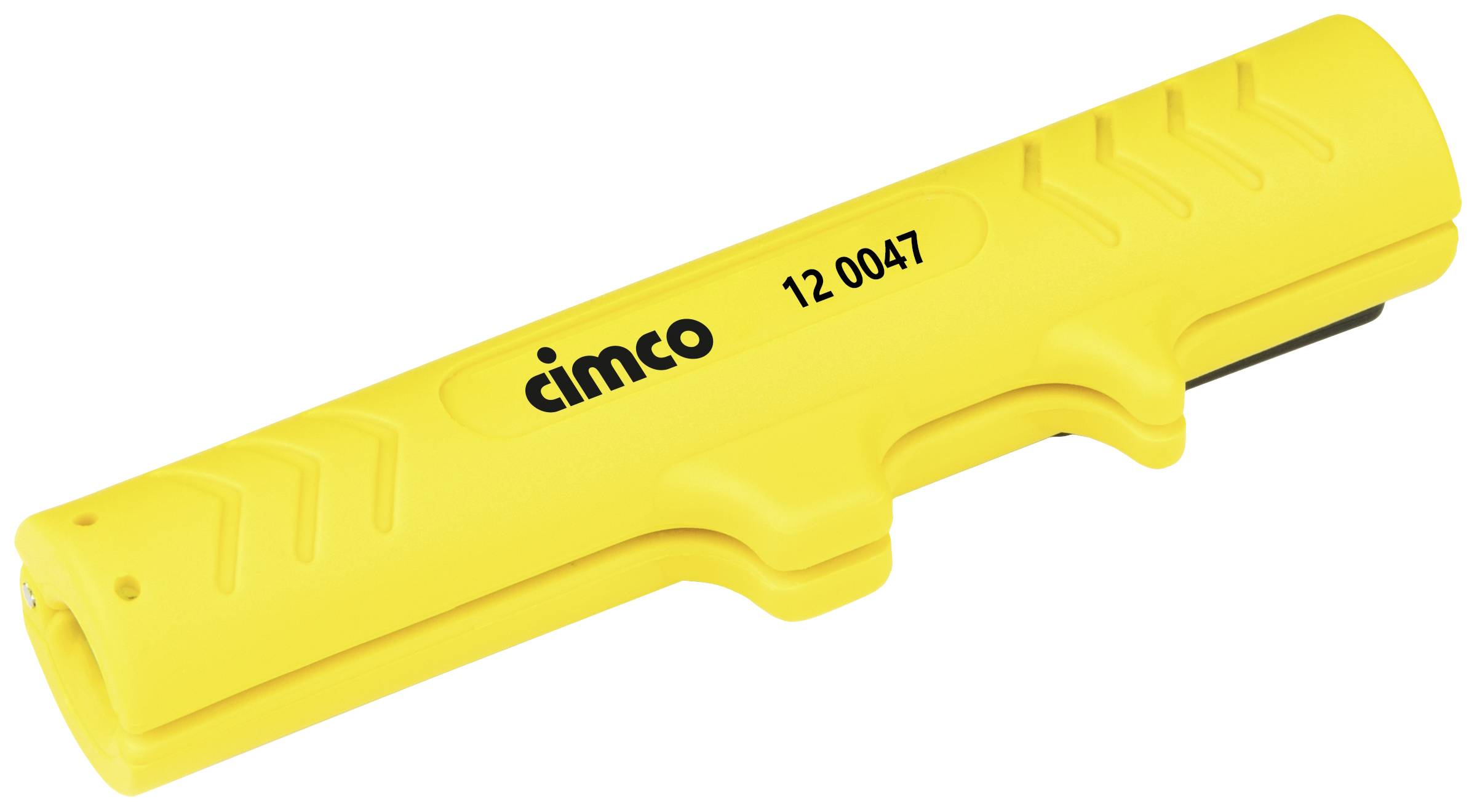 A yellow cable knife with the inscription 'cimco 12 0047' on the side.