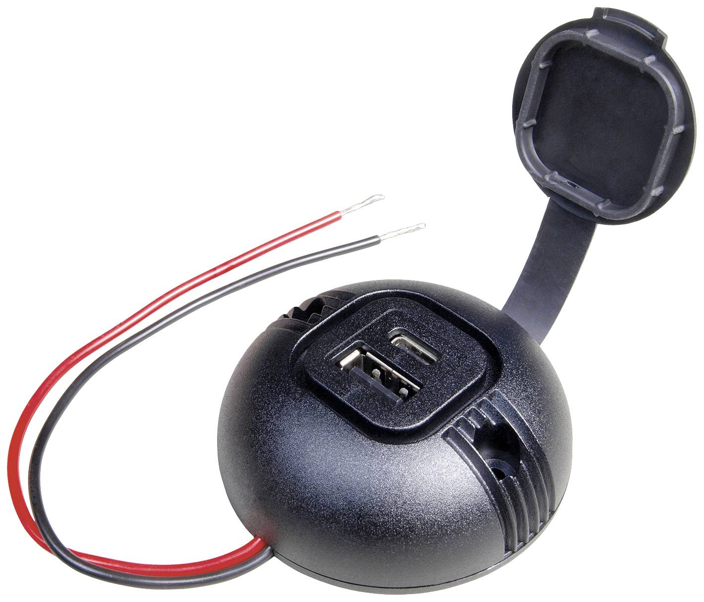 ProCar Round setup-power USB-C/A double socket with lid Max. load capacity=5 A 12 V, 24 V