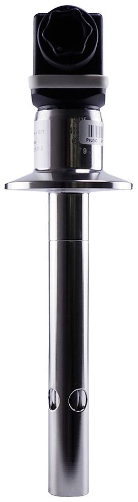 Metal cylinder with a black plastic cap, potentially a technical device or tool.