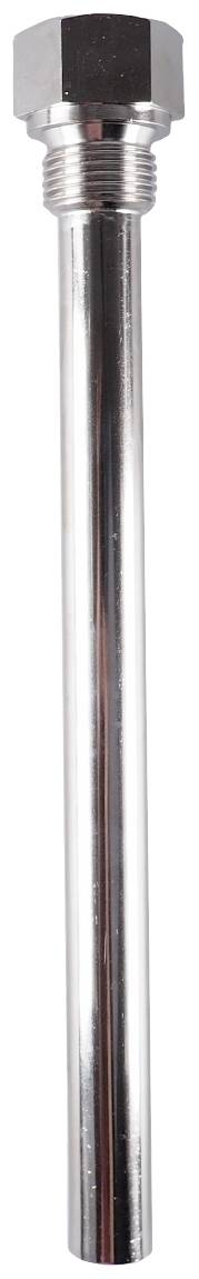 Metalrohr mit Gewinde an einem Ende, glänzend und zylindrisch, für industrielle Anwendungen oder als Verbindungselement geeignet.