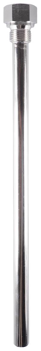 Metal pipe with threading on one end, vertically positioned.