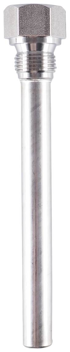 Metal rod with a hexagonal head and screw thread at one end, likely a mechanical or plumbing component.