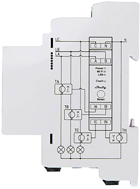 'SmartUp' control unit for building automation, displaying wiring and circuit diagram on housing surface for integration into electrical systems.