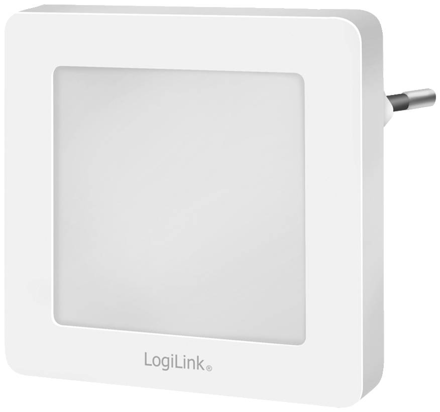 LogiLink Night Light with white housing, rectangular shape, plugs directly into the mains socket.