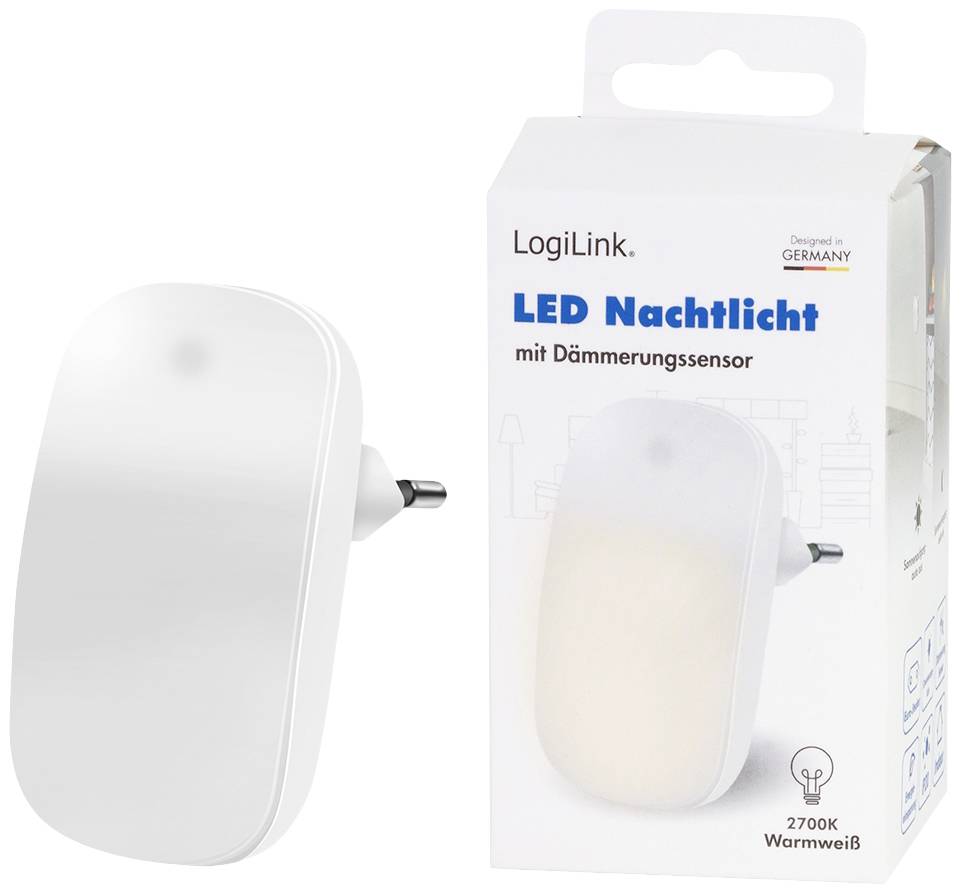 LogiLink LED014 LED014 LED night light (+ twilight sensor) Oval LED (monochrome) Warm white