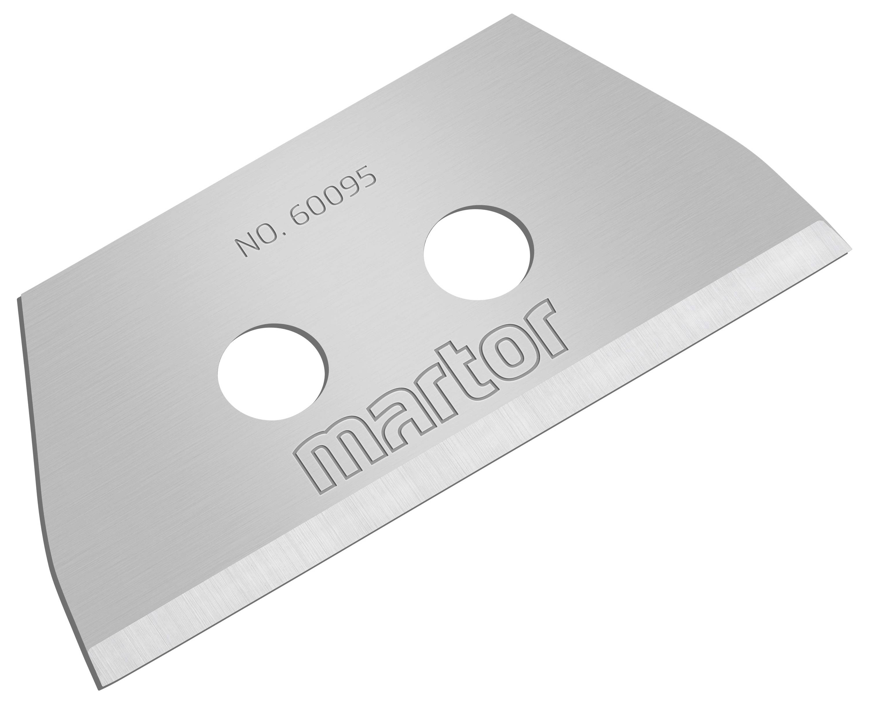 Universal knife blade with two round holes and the impressed number '60095'. On the front side is written 'martor'.