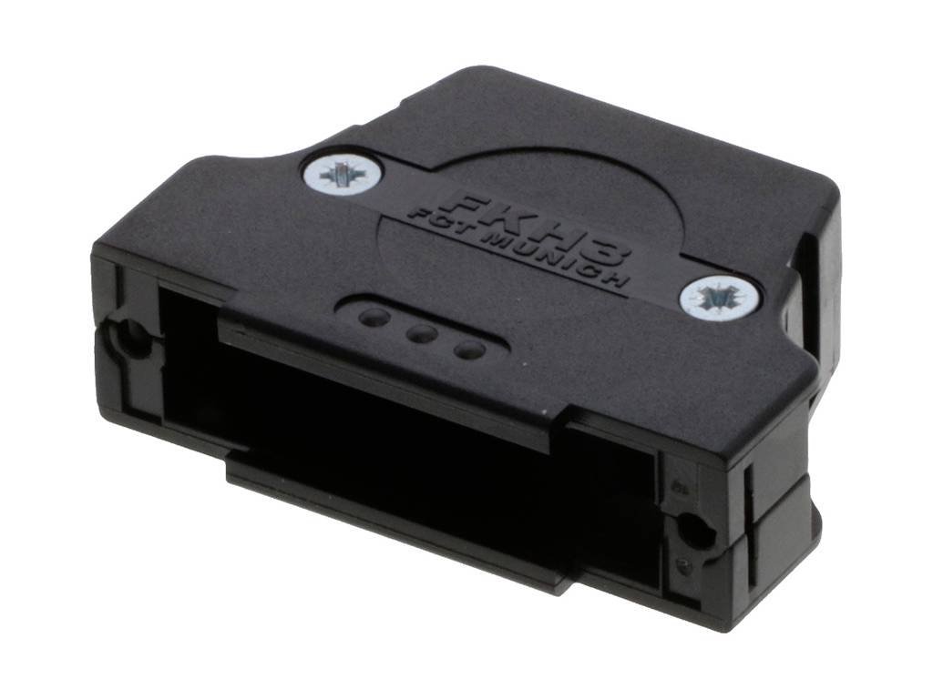 A black adapter with the inscription 'PK-13 FGT-MUNCH', rectangular in shape with screws at the corners and a plug connection.