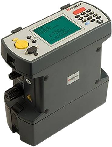 A digital device for electrical measurements with a display and buttons. It appears to be used for testing and analysing electrical systems.