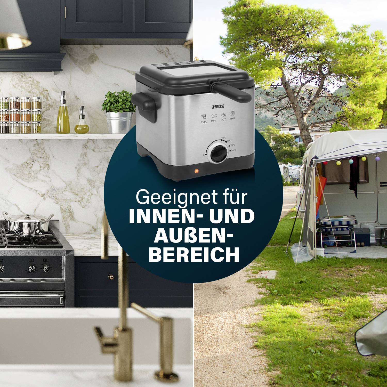 Princess 182612 Deep fryer 1.5 l 1000 W Non-stick coating, Overheat protection Silver, Black