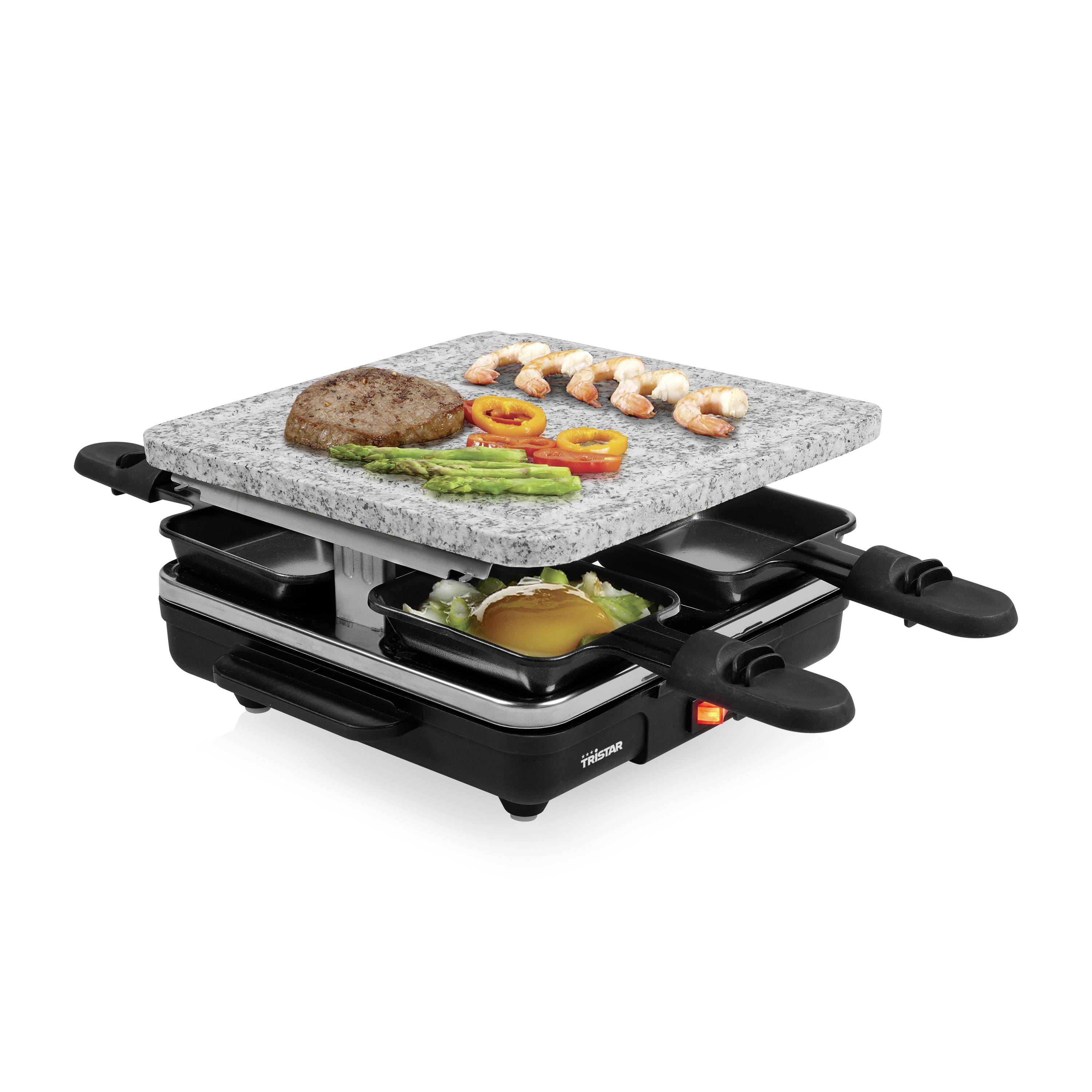 Tristar RA-2745 Raclette Non-stick coating, Indicator light, 4 pannikins, with hot stone Black, Grey