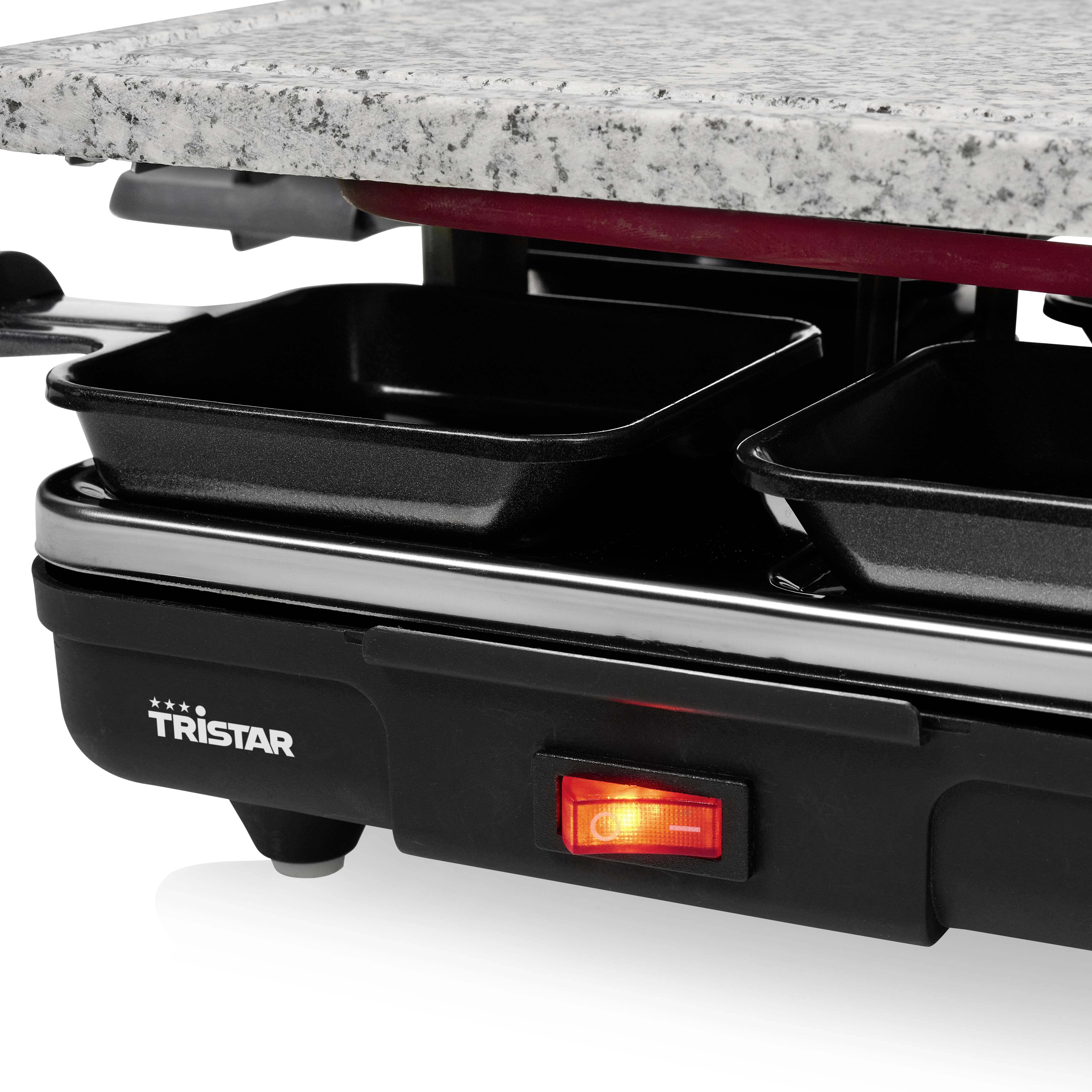 Tristar RA-2745 Raclette Non-stick coating, Indicator light, 4 pannikins, with hot stone Black, Grey