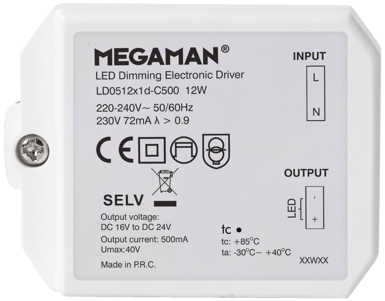 Megaman Rico LED driver 12 W 500 mA 16 - 24 V dimmable 1 pc(s)