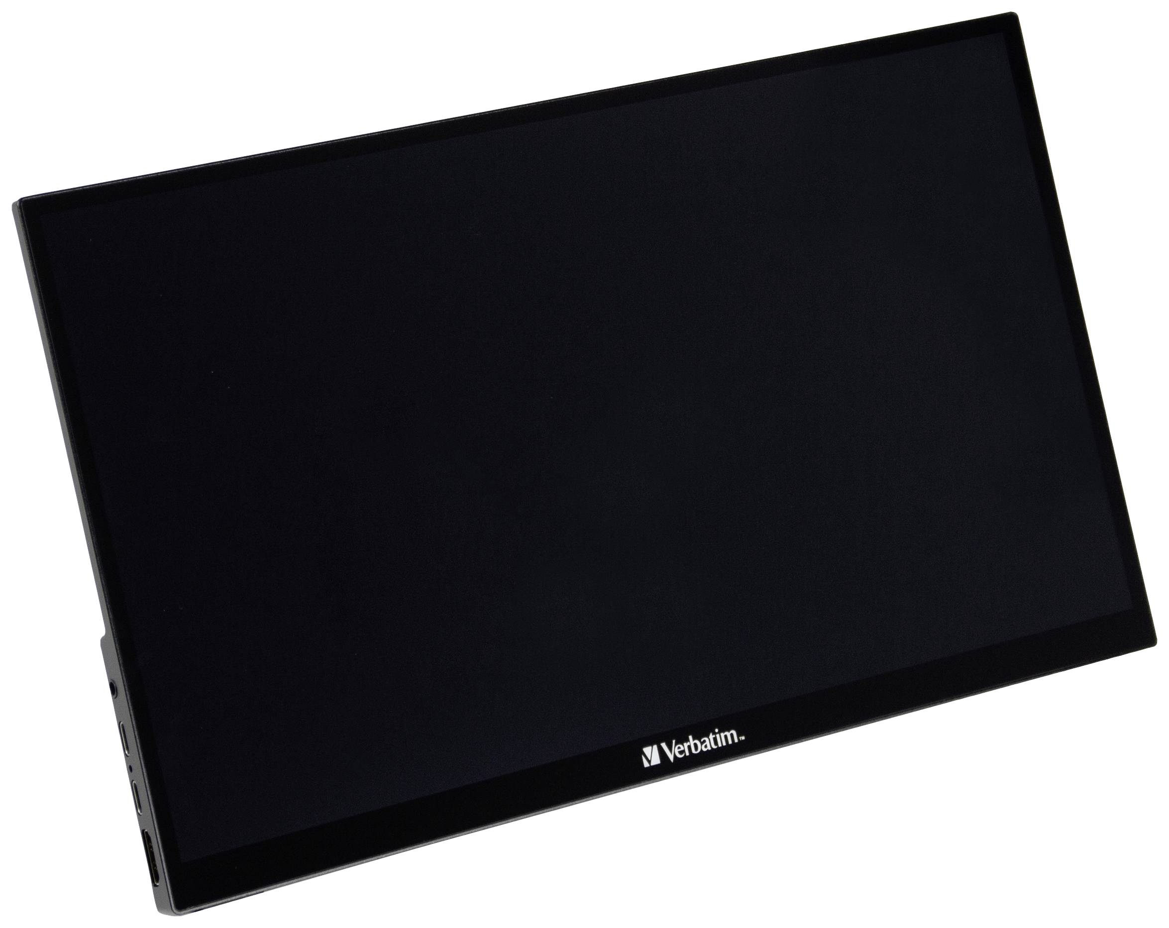 Portable black screen with Verbatim logo at the bottom, suitable for mobile working or presentations.
