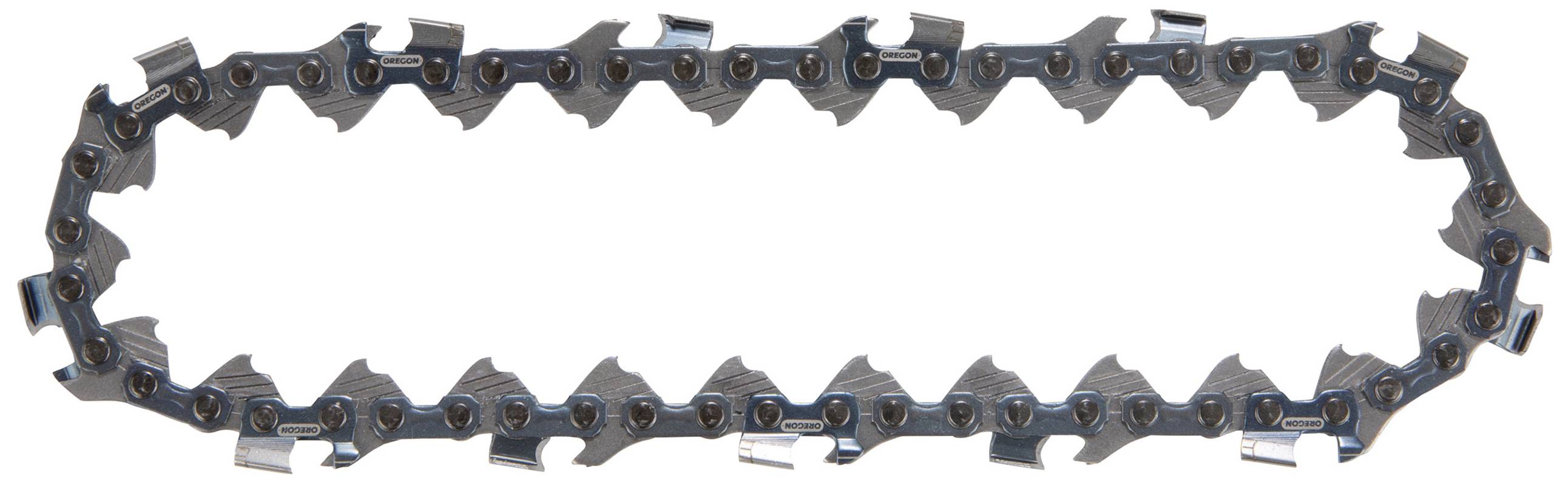 Metal-link chainsaw chain for wood processing.