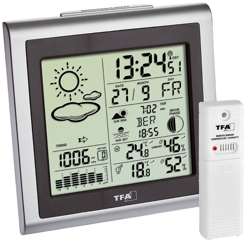 TFA Dostmann LARGO 35.1145.54 Wireless digital weather station Forecasts for 12 hours Max. number of sensors 3