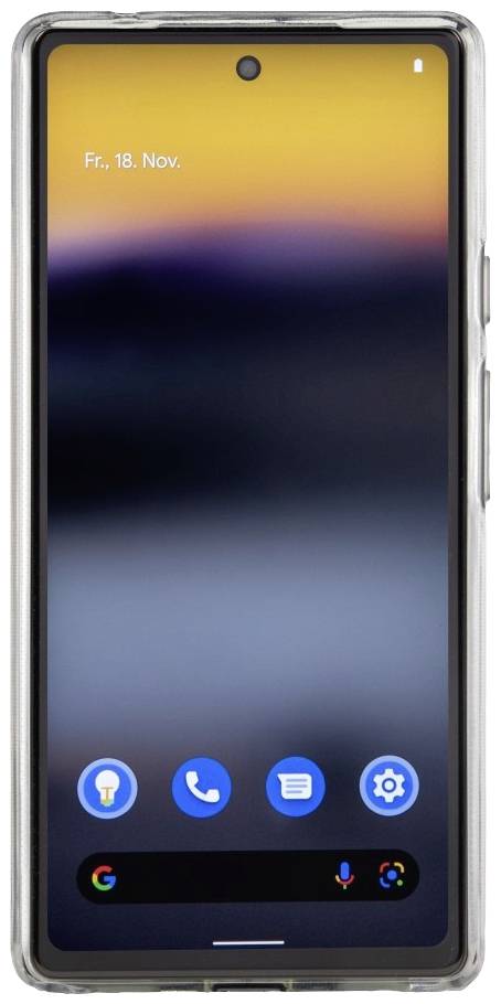 Smartphone with blurred background image. 'Fri., 18 Nov.' is shown in the top left. Several app icons are displayed on the screen.