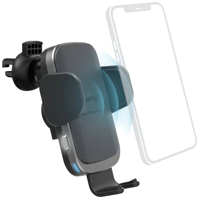 Hama FC10 Motion Wireless charger 10 W Magnetic connector Qi Wireless Charging Black, Silver Car incl. mobile phone holder