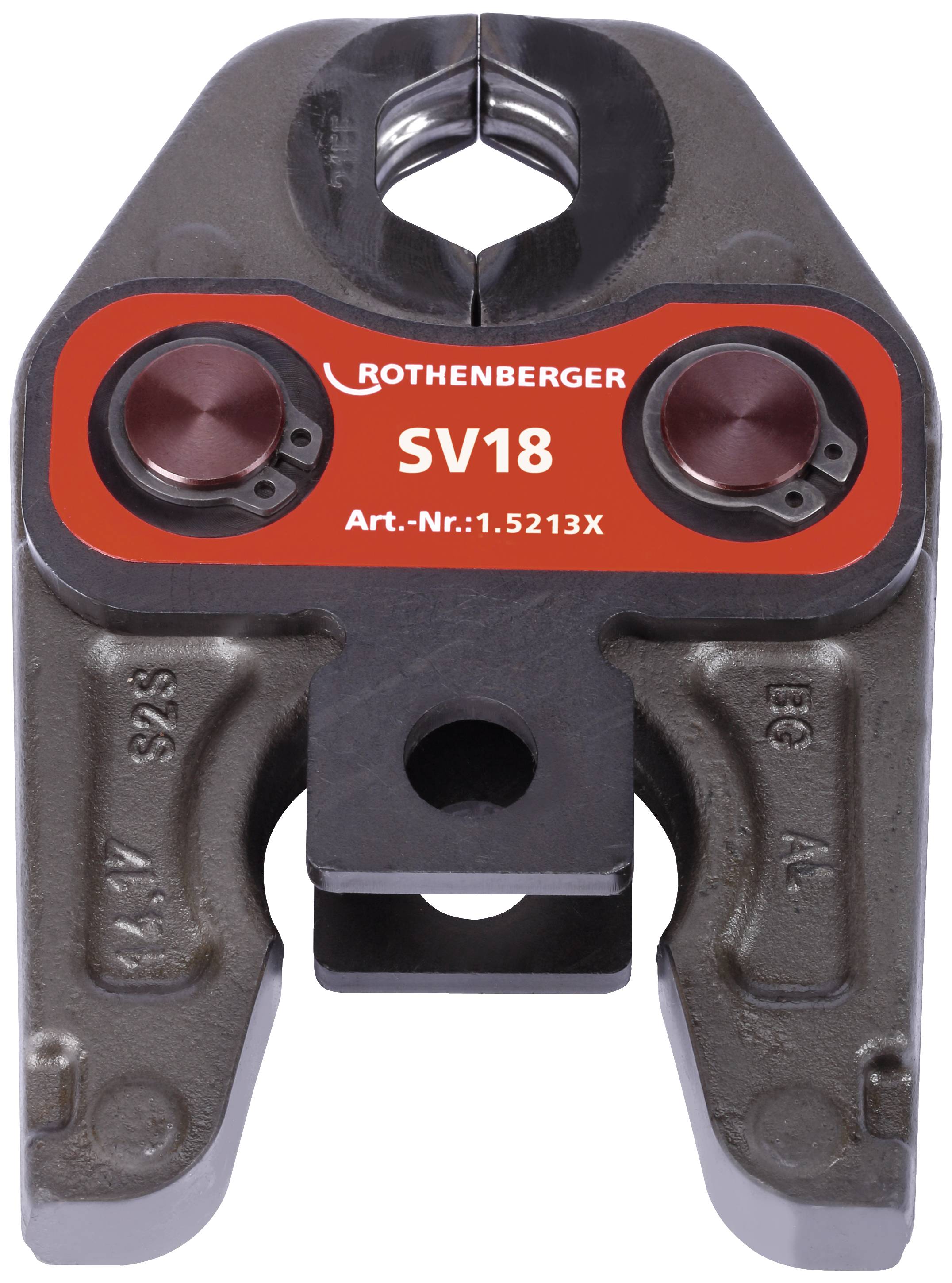 A mechanical crimping pliers by Rothenberger, model SV18, with article number 1.5213X. Primary tool for connecting pipes.