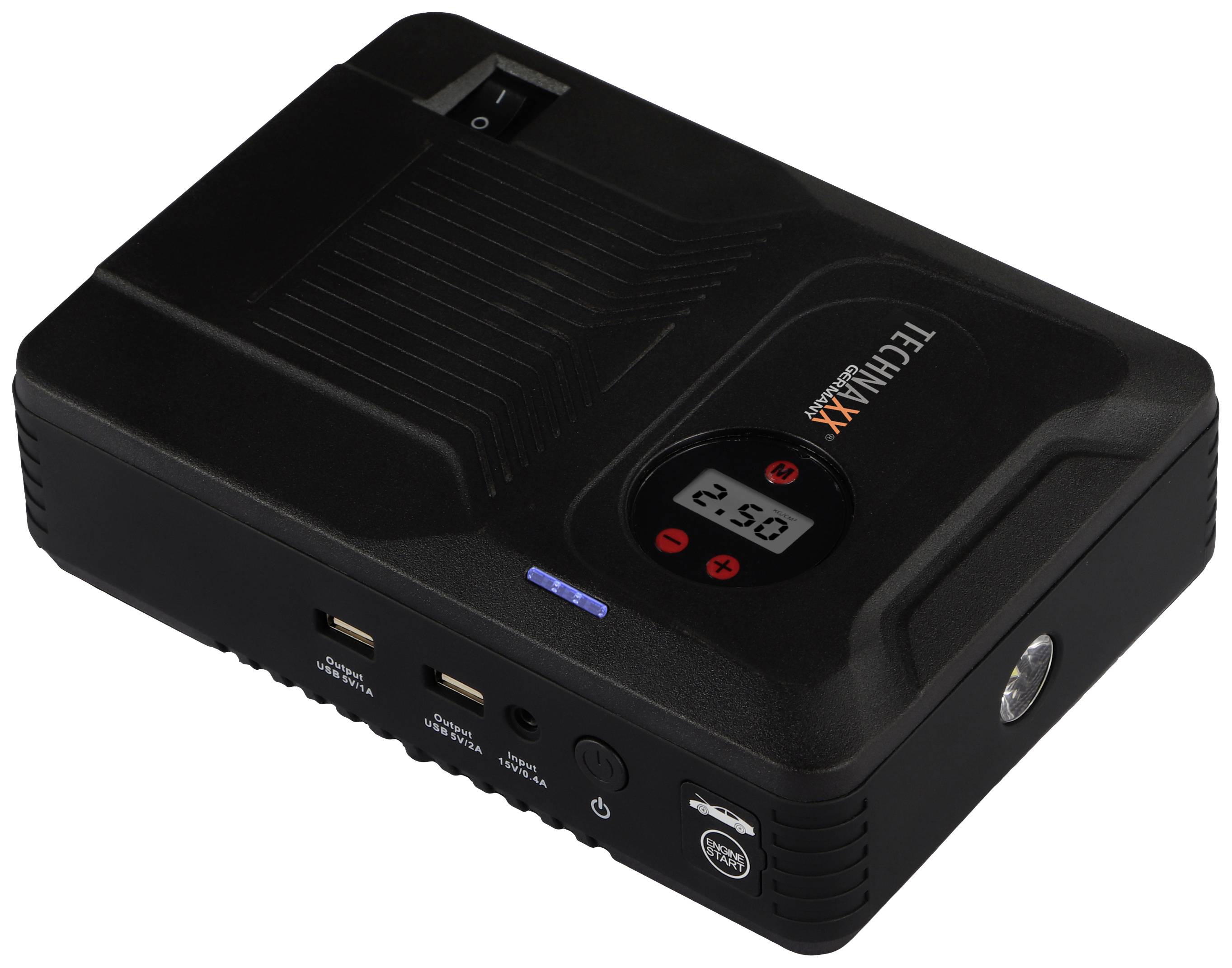 Technaxx Quick start system TX-219 5031 Jump start current (12 V)=350 A Work light, Circuit protection, SOC indicator, SOS beacon