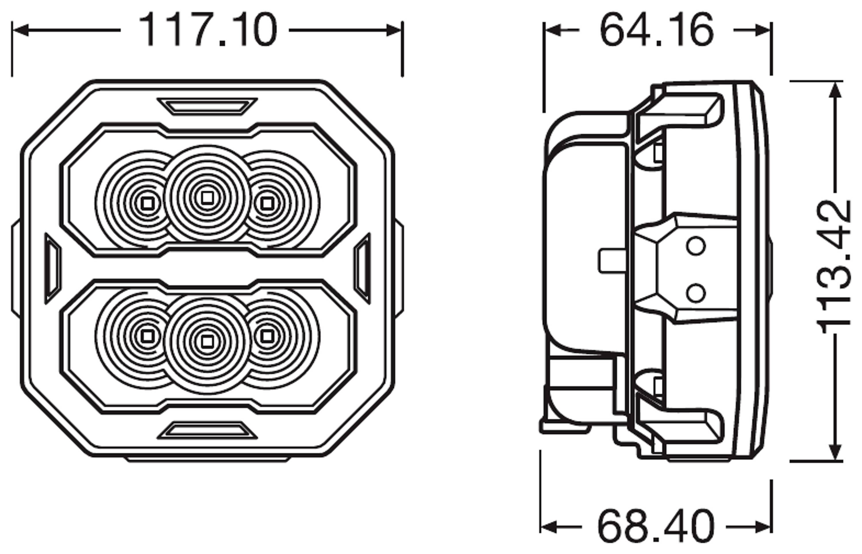 OSRAM Working light 12 V, 24 V LEDriving® Cube PX3500 Spot LEDPWL 111-SP Wide angle high beam (W x H x D) 68.4 x 113.42 x 117.1