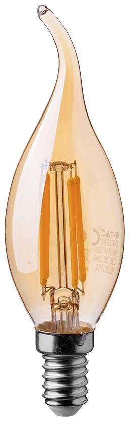 V-TAC 217114 LED (monochrome) EEC F (A - G) E14 Candle shape windswept 4.00 W Warm white (Ø x H) 35 mm x 118 mm 1 pc(s)