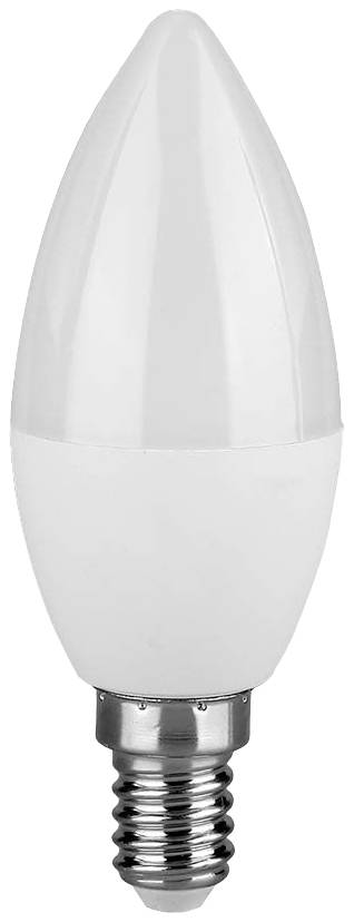 A white LED candle lamp with screw base, suitable for light fittings with E14 socket. Ideal for decorative and functional lighting.