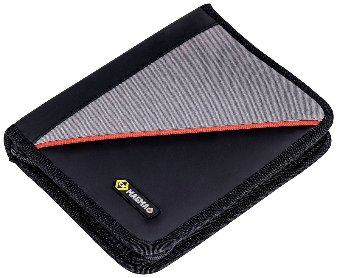 Black and grey CD case with a red border, marked with 'Magma', for storing and protecting CDs.