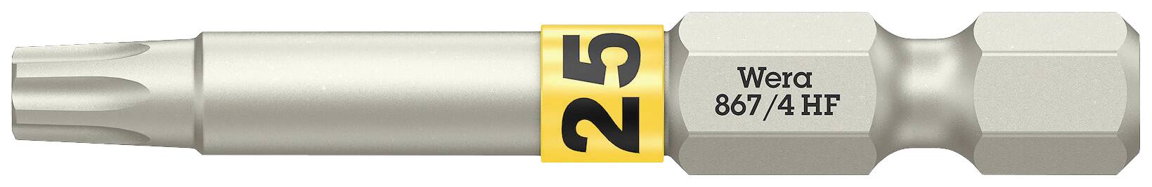 Wera Torx Bit, model '867/4 HF', with T20 head. Suitable for screws with Torx drive. Brand logo and model number are visible.