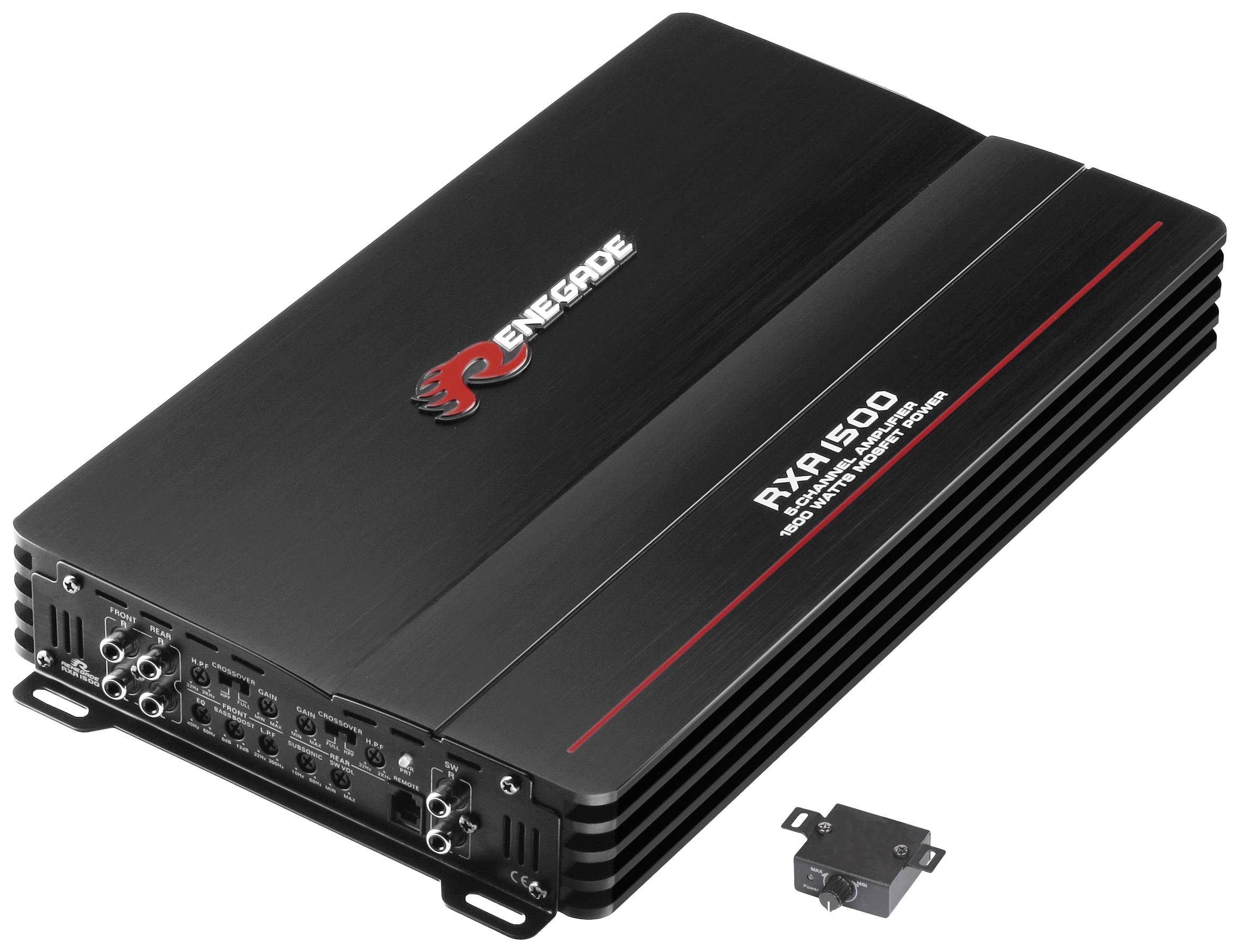 Renegade RXA1500 5-channel headstage 1500 W Volume/bass/treble settings Compatible with: Universal