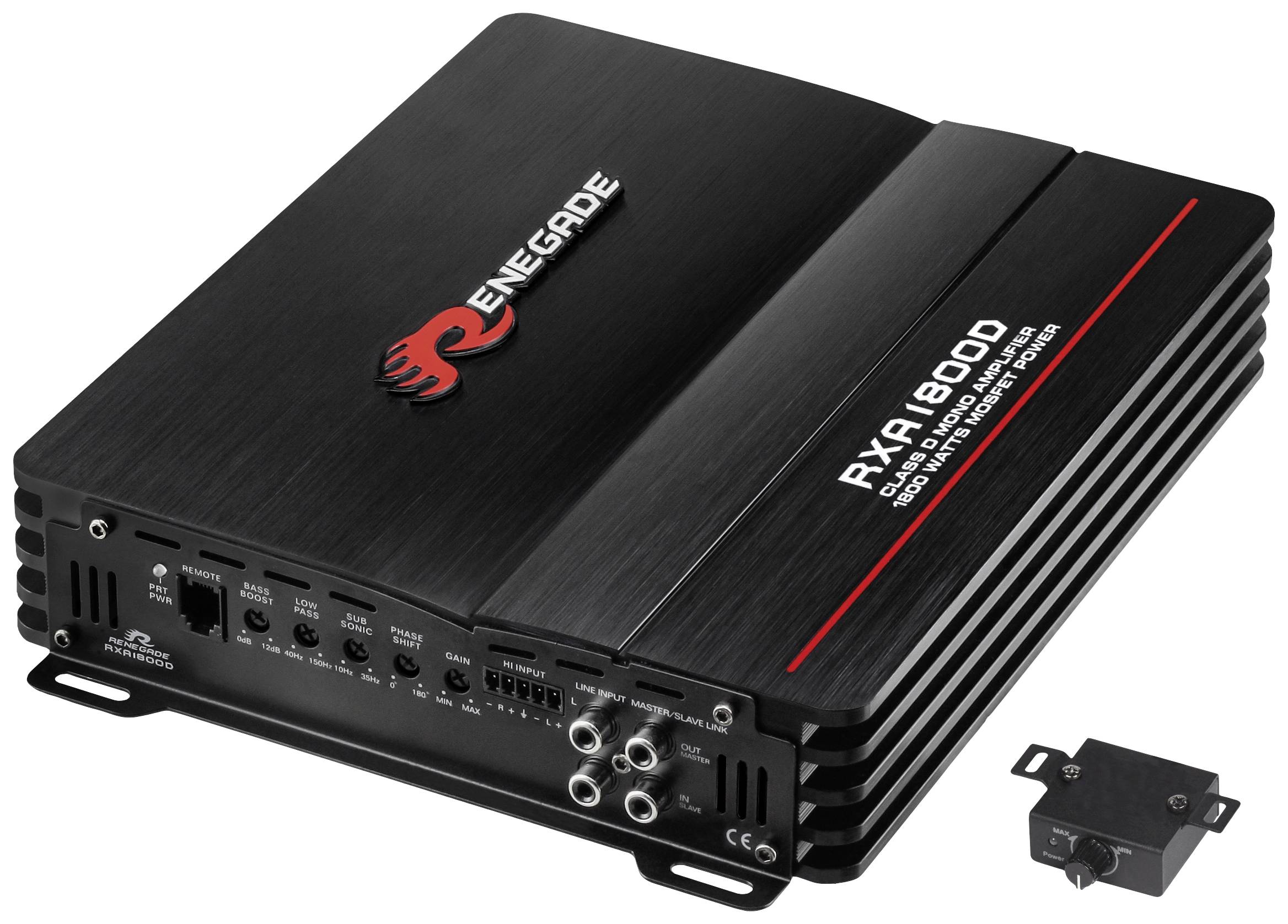 Renegade RXA1800 1-channel headstage 1800 W Volume/bass/treble settings Compatible with: Universal