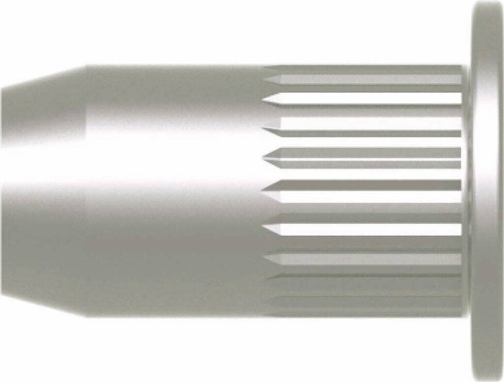 A silvery, cylindrical mechanical part with parallel ridges along its surface, likely used in machinery or automotive applications.