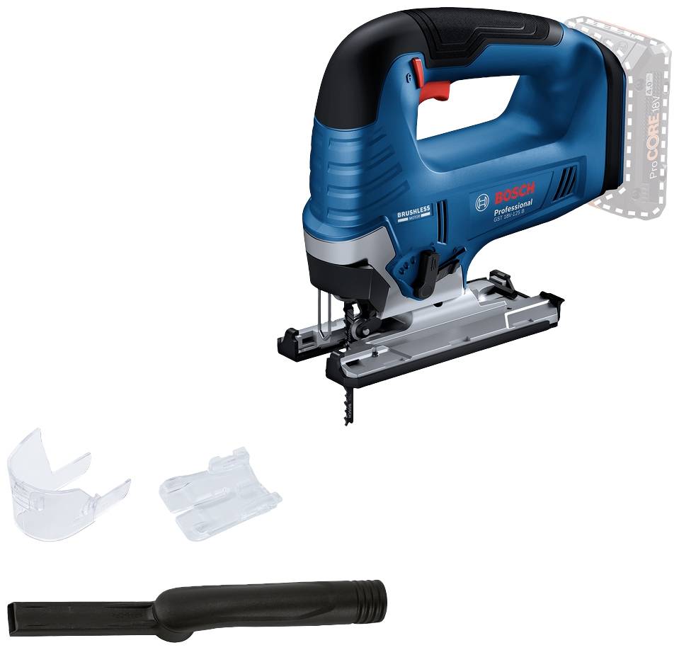 Bosch cordless electric jigsaw, with spare parts and accessories. Ideal for precise cutting work in wood.