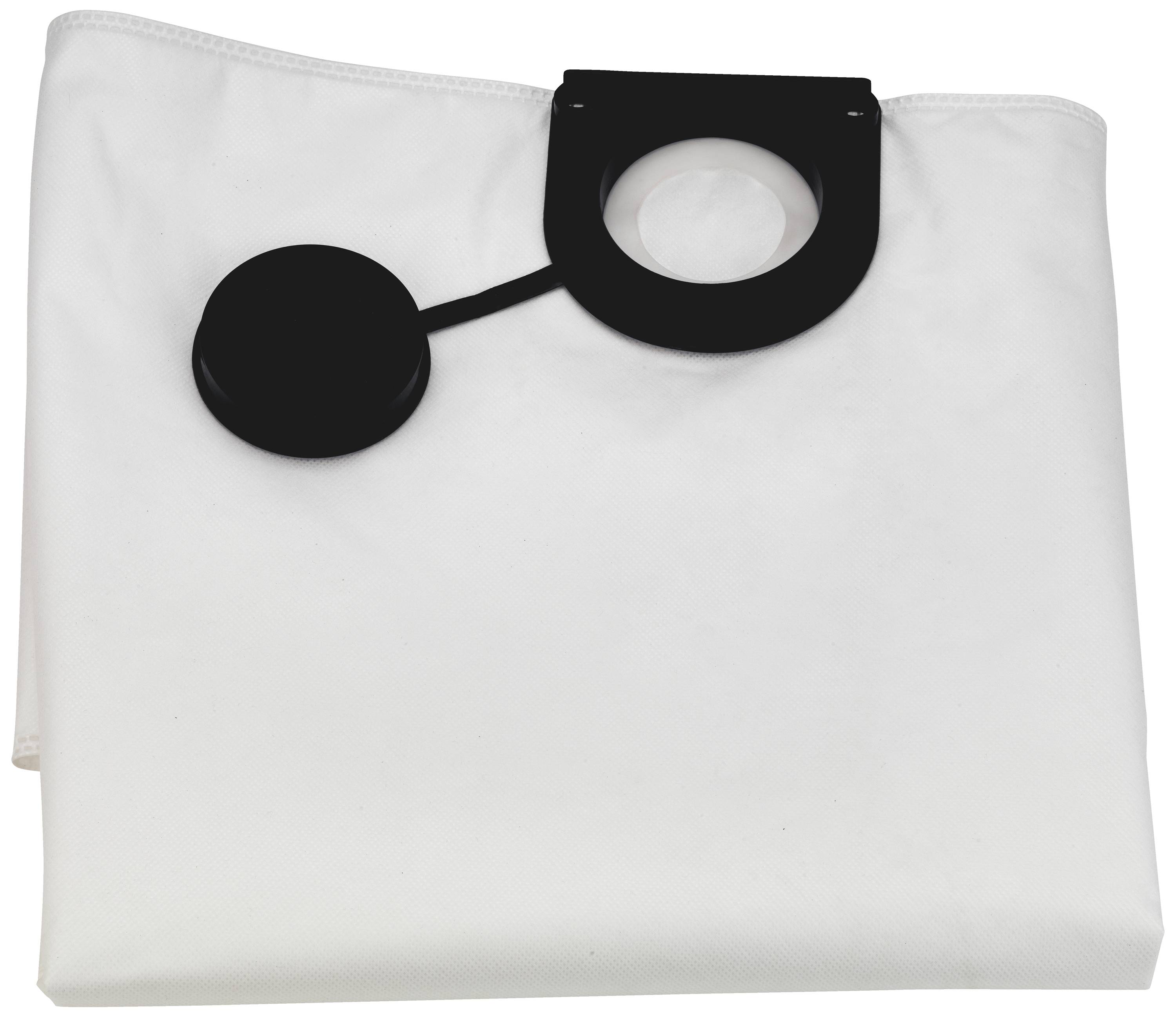 A white cloth with a black plastic part that looks like a circle and a holding clip.