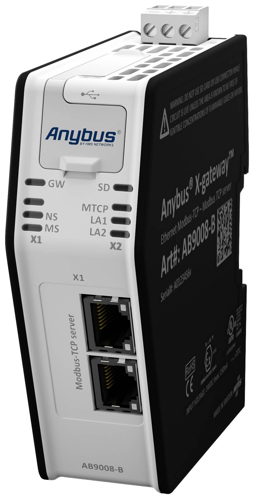 Anybus AB9008 Data gateway Gateway, Modbus-TCP, USB 24 V DC 1 pc(s)