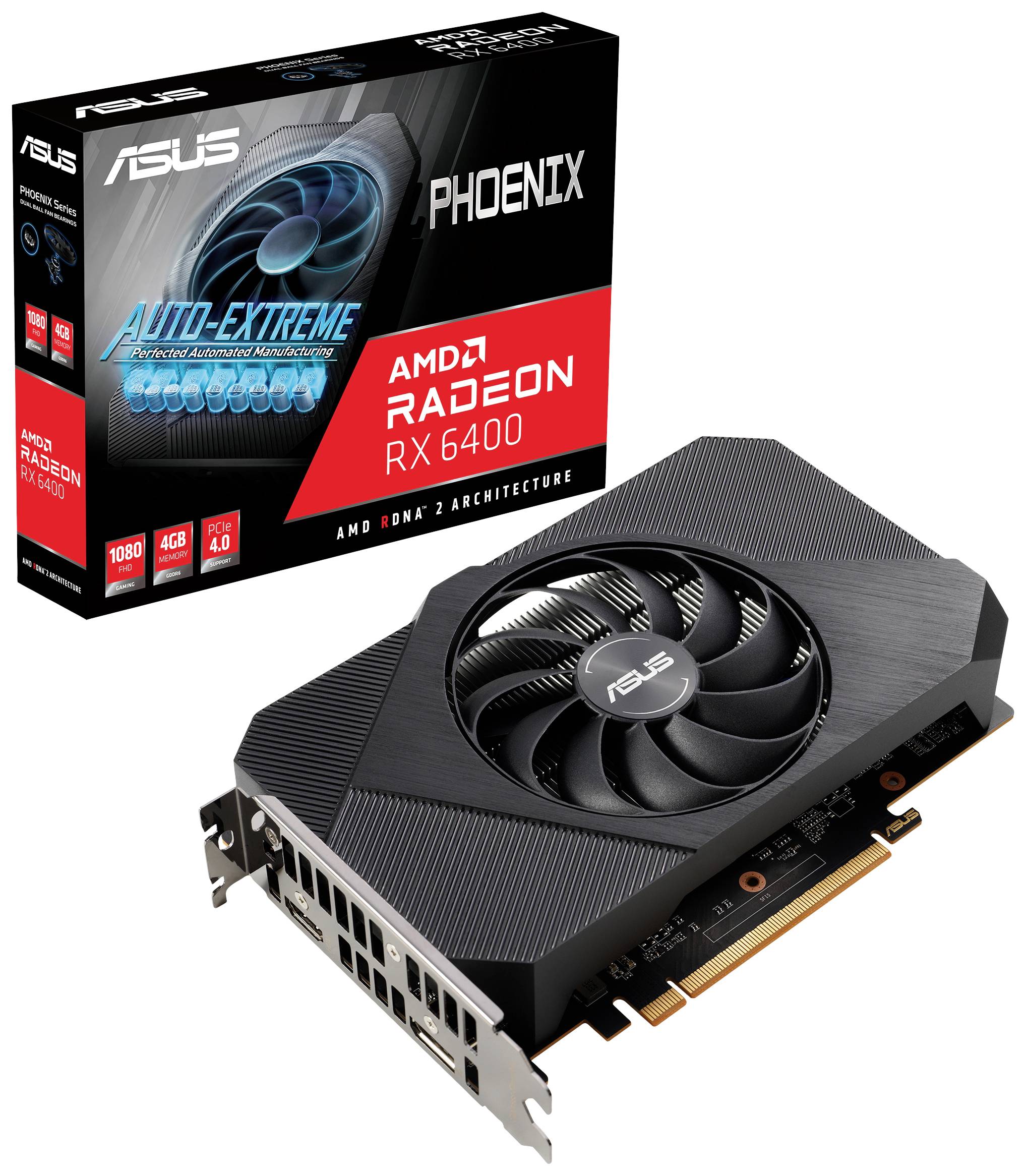 Asus Graphics card AMD Radeon RX 6400 4 GB GDDR6 RAM PCIe HDMI™, DisplayPort