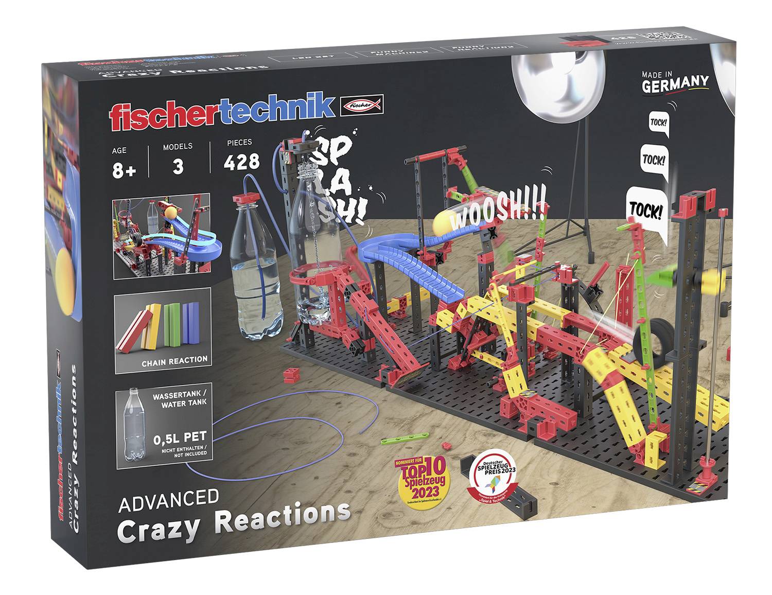 'Fischertechnik Advanced Crazy Reactions' Construction Set for Children Aged 8 and Above. Contains 428 Pieces for Exciting Chain Reactions. Manufactured in Germany.