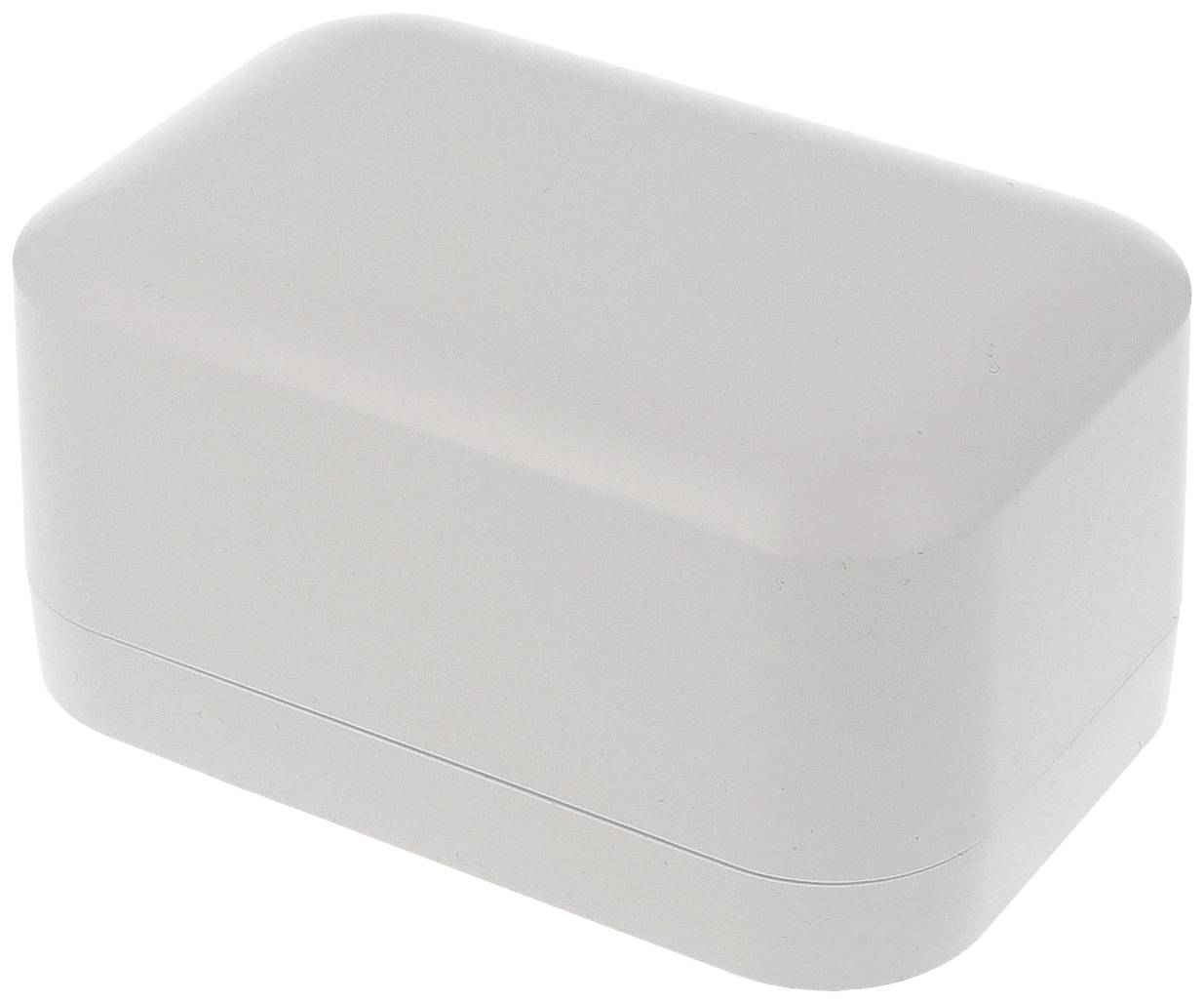 White, rectangular plastic box with rounded corners.