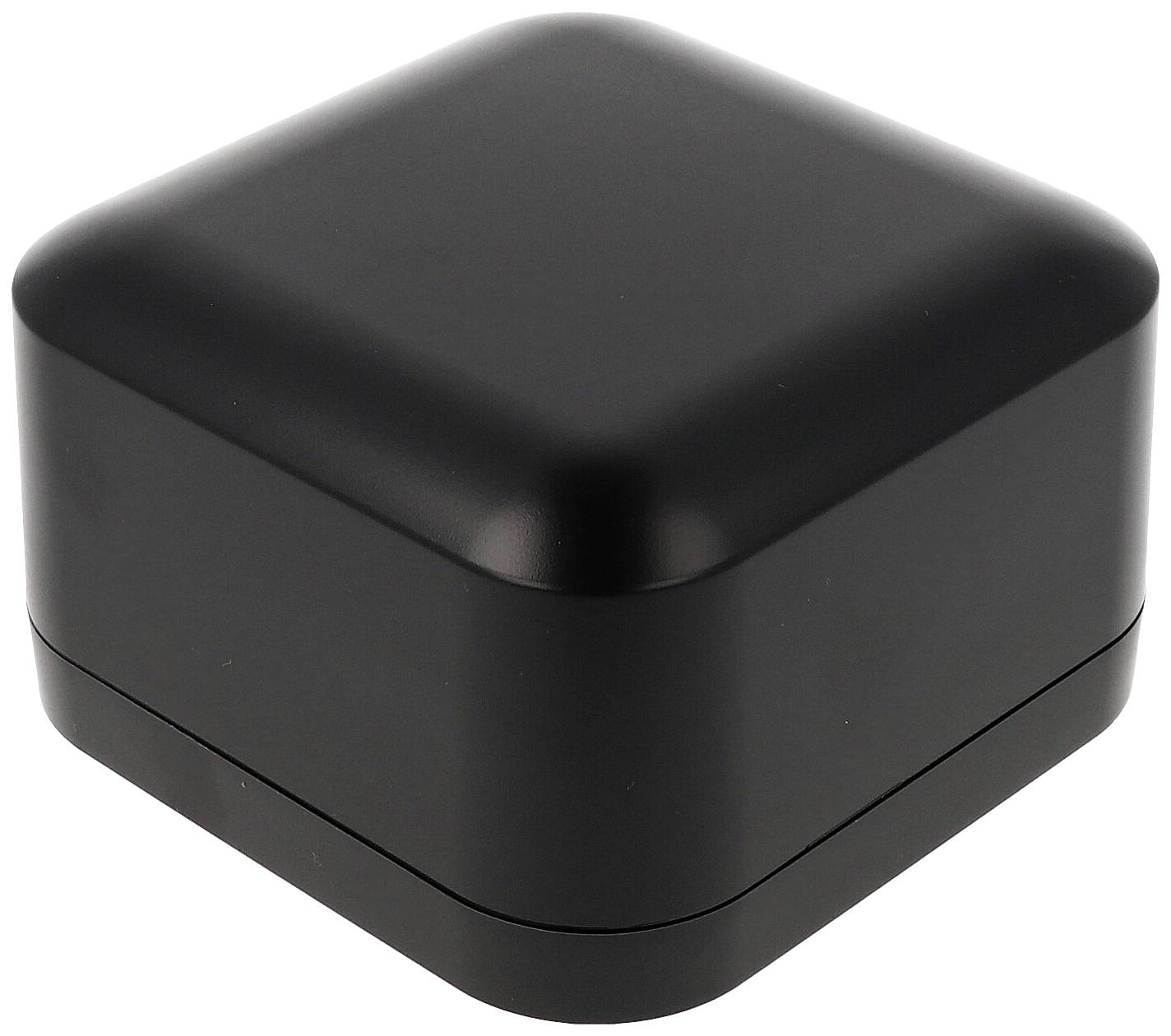 Black, square box with rounded corners, closed.