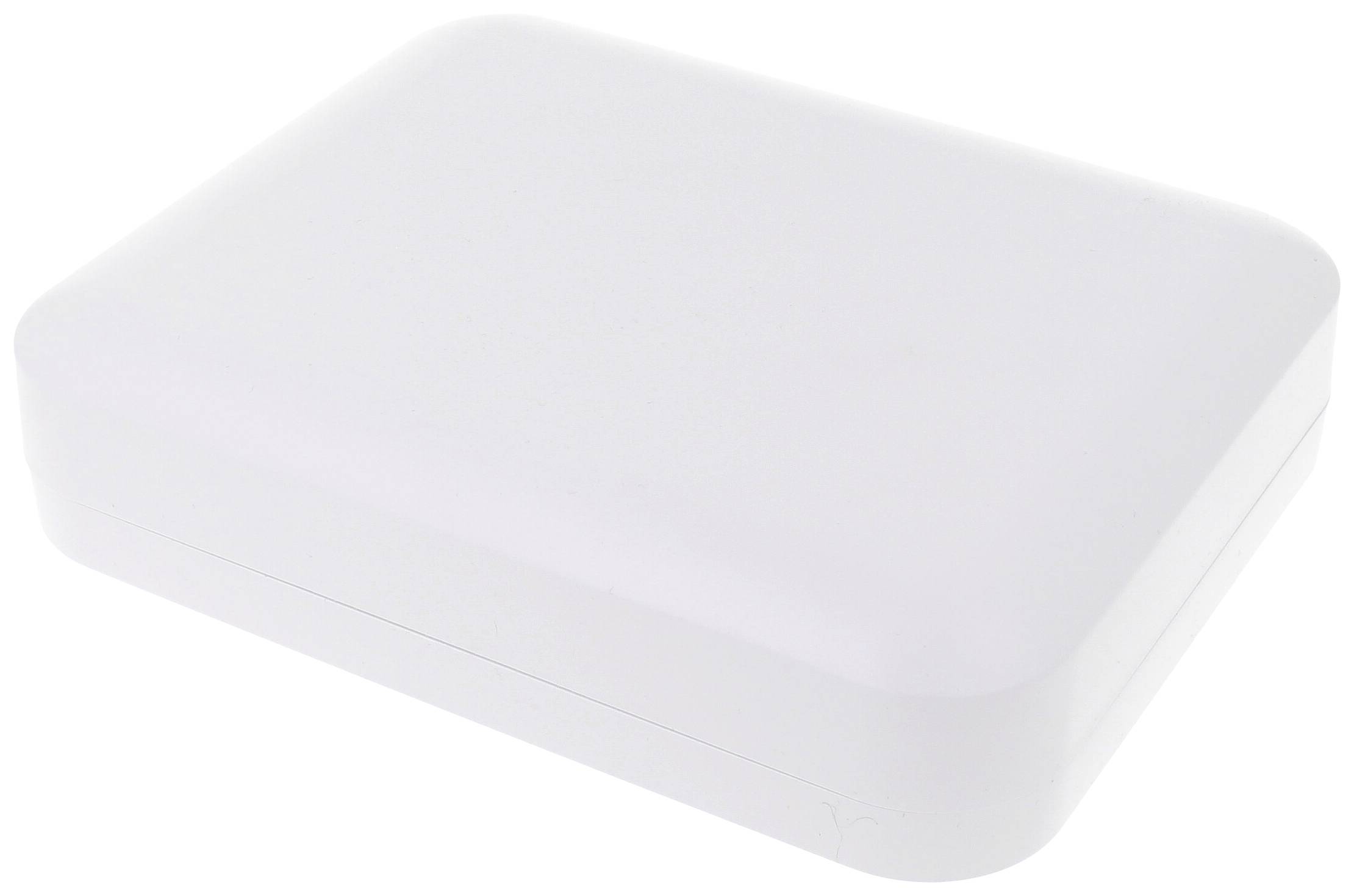 White, rectangular plastic box with rounded corners.