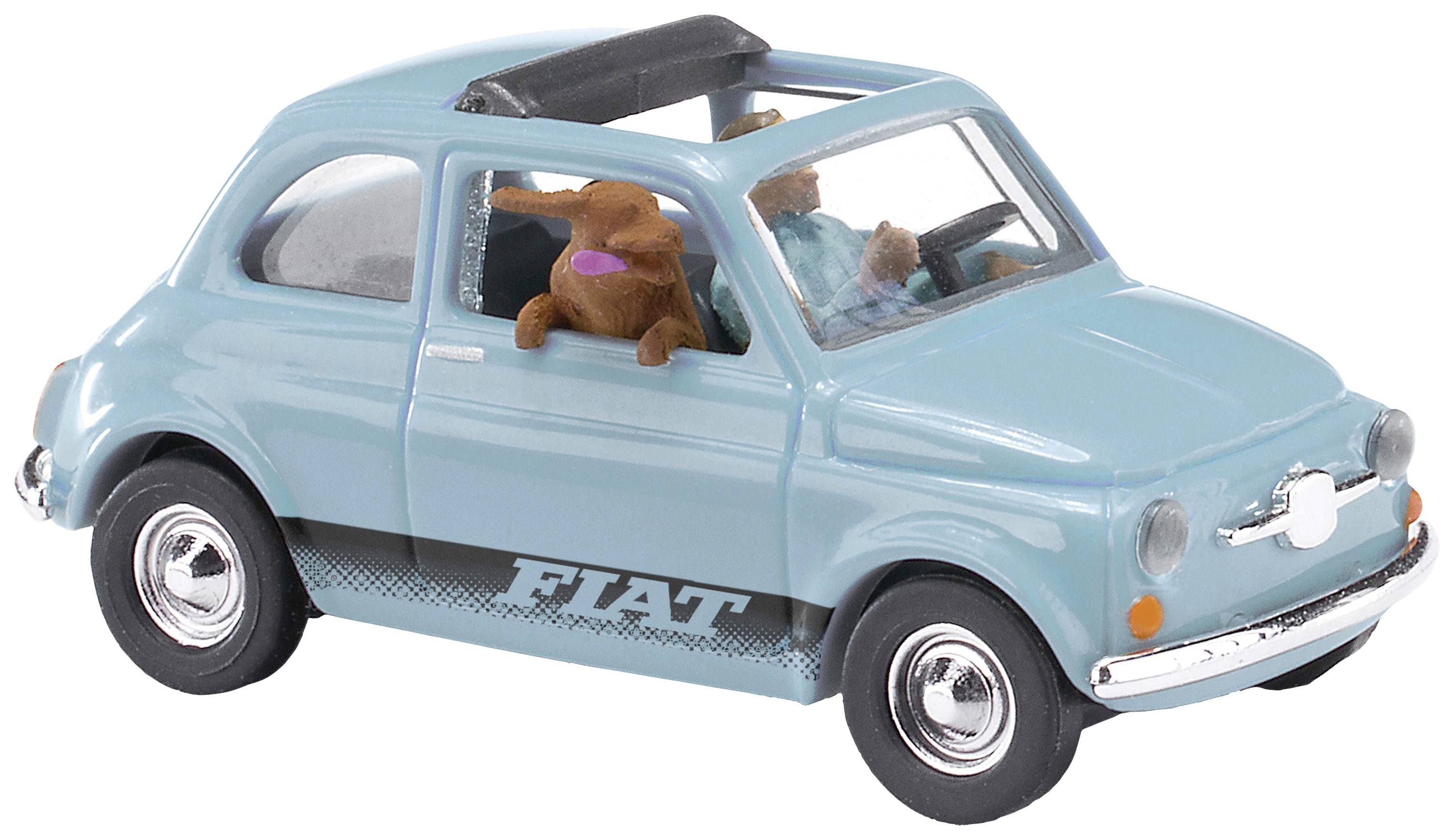 Busch 48735 H0 Car Fiat 500 with driver and dog