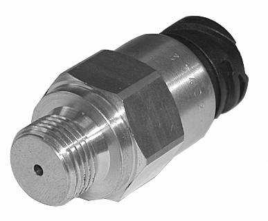 Metal sensor with a threaded end and a black plastic component, likely a pressure or temperature sensor for technical applications.