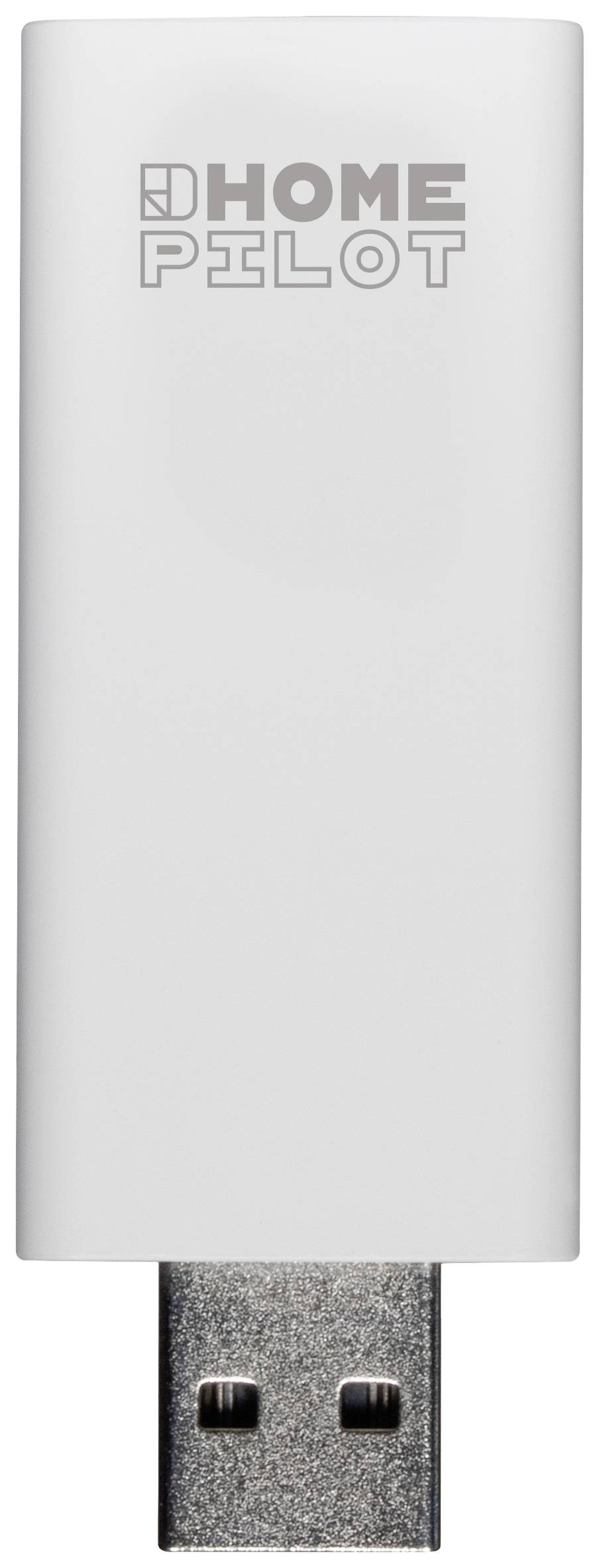 A white USB stick with the inscription 'HOME PILOT'.