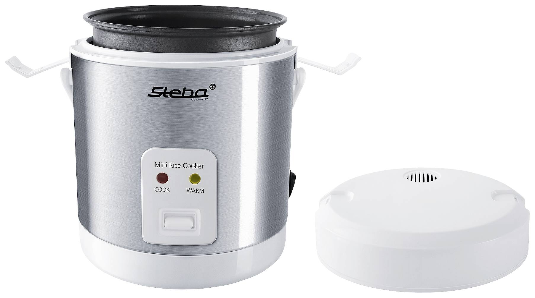 Steba RK 4M Rice cooker Stainless steel, White Indicator light, Non-stick coating, with graduated beaker
